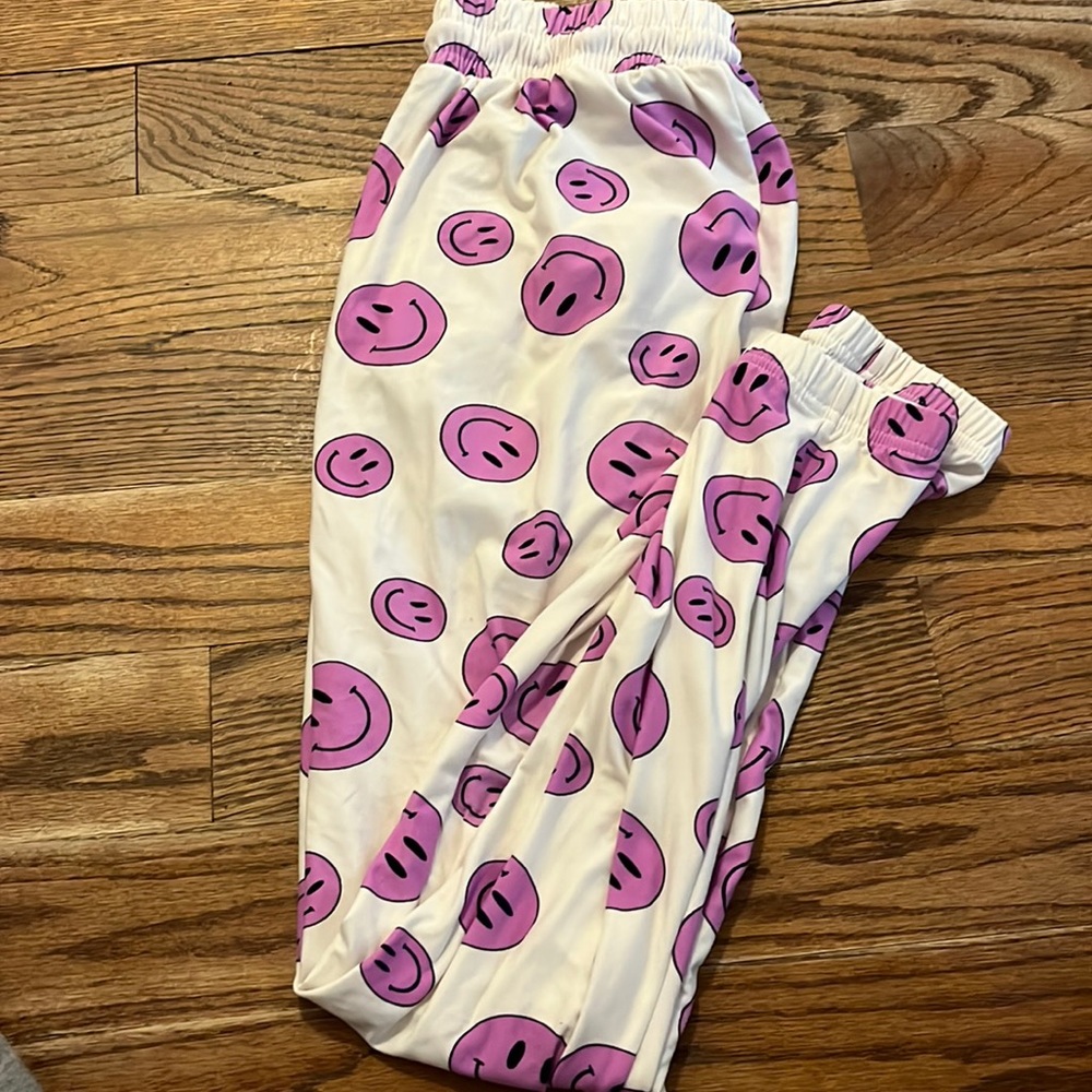 Preppy smiley face joggers/ sweatpants